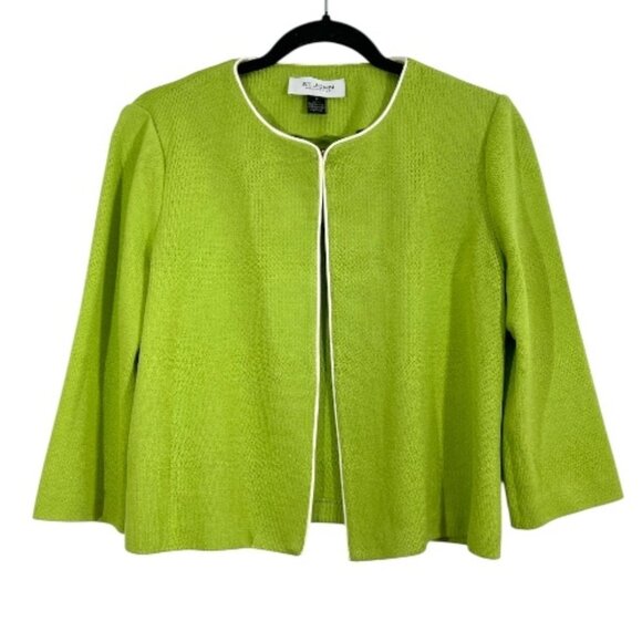 St John Santana Knit 3/4 Sleeve Topper Jacket Green Size 6 Pre-Loved - Picture 1 of 4